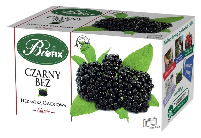 Herbata owocowa w torebkach BiFix Classic, czarny bez, 20 sztuk x 2.5g