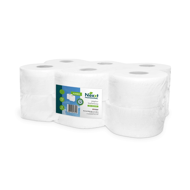 Papier toaletowy Nexxt Jumbo, 2-warstwowy, 100% celuloza, 12 rolek, 100m, biały