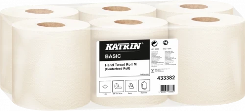 Ręcznik papierowy Basic M Katrin, 1-warstwowy, w roli, 6x300m, 6 rolek, biały