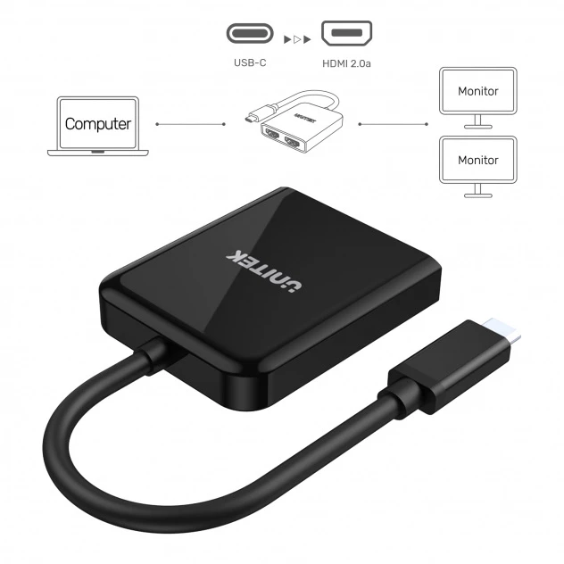 adapter Unitek USB-C na 2x port HDMI