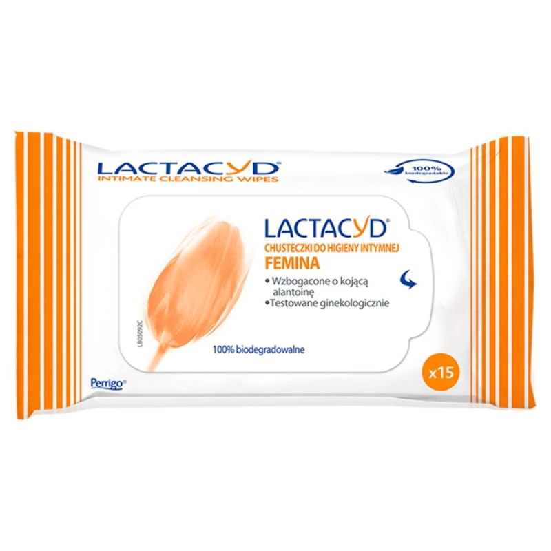 Chusteczki do higieny intymnej Lactacyd Femina, 15 sztuk