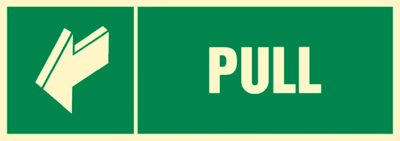 Znak informacyjny "Pull" (ciągnąć), folia samoprzylepna (naklejka), 75x150mm