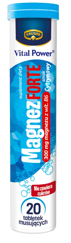Tabletki musujące Krüger Vital Power Magnez Forte, cytrynowy, 102g, 20 tabletek