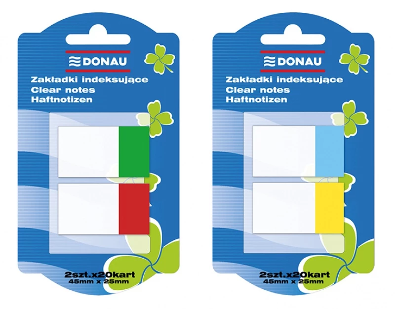 Zakładki samoprzylepne Donau proste, indeksujące, folia, półtransparentne, 25x45mm, 40 sztuk, mix kolorów