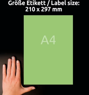 etykiety Avery Zweckform, 210x297mm, trwałe, 100 arkuszy, zielony