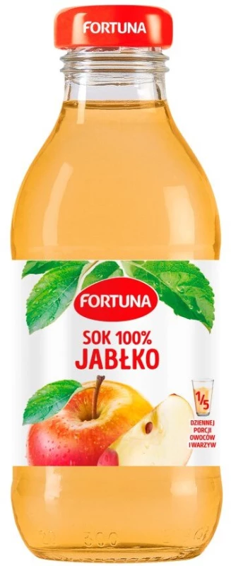 Sok jabłkowy 100% Fortuna, butelka szklana, 0.3l
