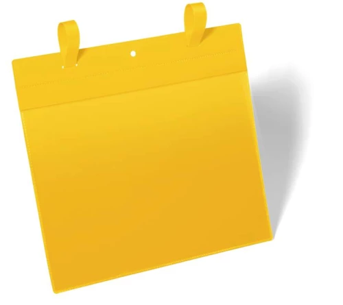 kieszeń magazynowa Durable, z paskami montażowymi, A4, pozioma, 50 sztuk, żółty