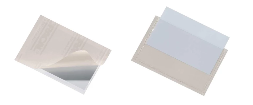 Kieszeń samoprzylepna Durable Pocketfix, na wizytówki, otwierana od góry, 90x57mm, 100 sztuk, transparentny