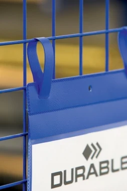 Kieszeń magazynowa Durable z paskami montażowymi w niebieskim kolorze (A5, pozioma, 50 sztuk)