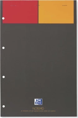 blok biurowy w kratkę Oxford International Notepad, A4+, twarda oprawa, 80 kartek, szary