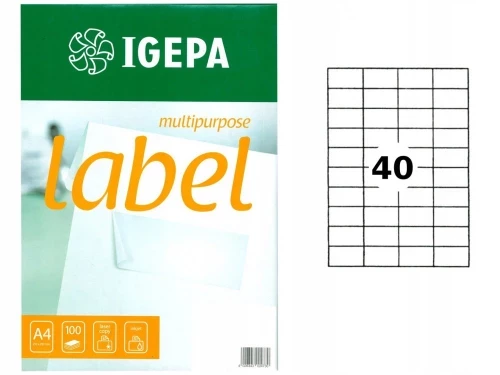 Etykieta uniwersalna Igepa Label, 52.5x29.7mm, 100 arkuszy, biały