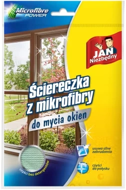 Ściereczka do mycia okien Jan Niezbędny, mikrofibra, 40x40cm, 1 sztuka, zielony