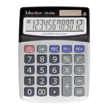 kalkulator biurowy Vector CD-2462, 12 cyfr, srebrno-czarny CD-2462. Ten srebrno-czarny