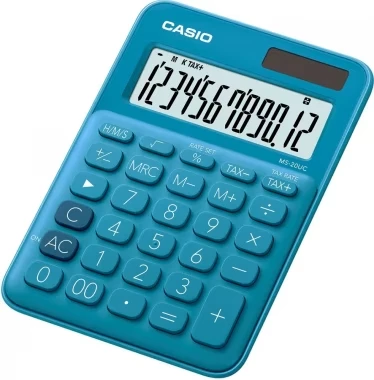 kalkulator biurowy Casio MS-20UC-BU-S, 12 cyfr, niebieski