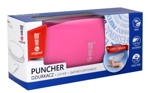 Dziurkacz biurowy Memobe Soft-Touch, do 10 kartek, neonowy różowy