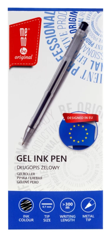 Długopis żelowy Memobe, 0.7mm, czarny