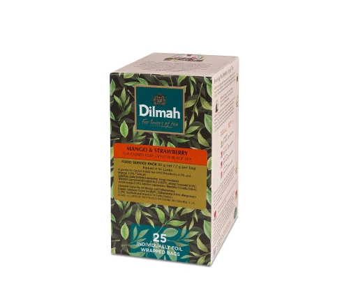 Herbata czarna aromatyzowana w kopertach Dilmah, mango i truskawka, 25 sztuk x 2 g