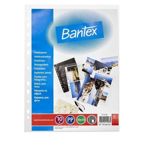 Koszulki krystaliczne Bantex, na 8 zdjęć 10x15cm, 10 sztuk, transparentny