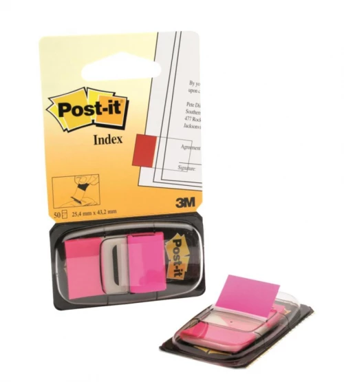 Zakładki indeksujące Post-it®, szerokie, różowe, 25,4x43,2mm, 2x50 zakładek