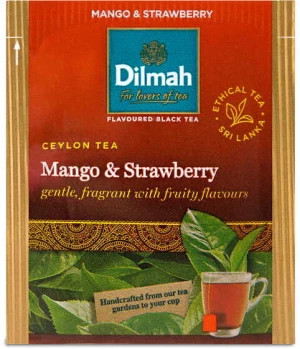 Herbata czarna aromatyzowana w kopertach Dilmah, mango i truskawka, 25 sztuk x 2 g