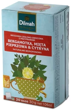 Herbata ziołowo- owocowa Dilmah, bergamotka/ mięta pieprzowa/ cytryna, 20 sztuk x 1.5g