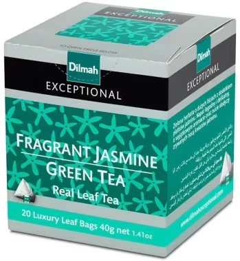 herbata zielona smakowa w piramidkach Dilmah Jasmine Green Tea Exceptional, jaśmin, 20 sztuk x 2g