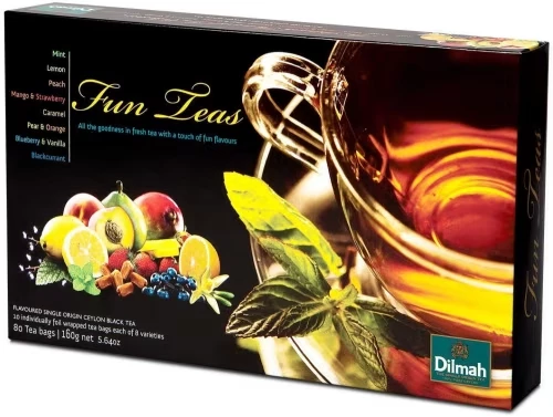 zestaw herbat czarnych aromatyzowanych w kopertach Dilmah Celebrations Fun Tea, 8 smaków, 80x2g