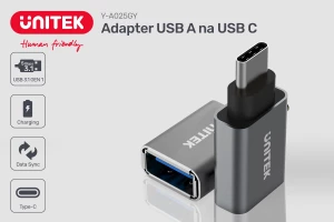 Adapter Unitek Y-A025CGY, USB TypC do USB (F), metaliczny szary 