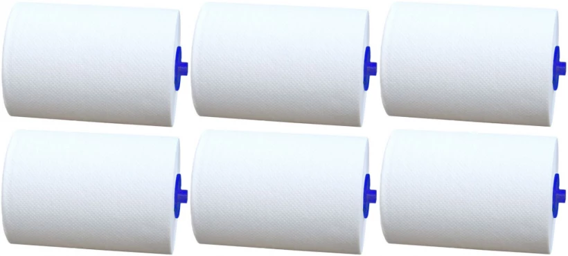 Ręcznik papierowy Merida Economy Automatic Mini, 1-warstwowe, w roli, 140m, 6 rolek, biały