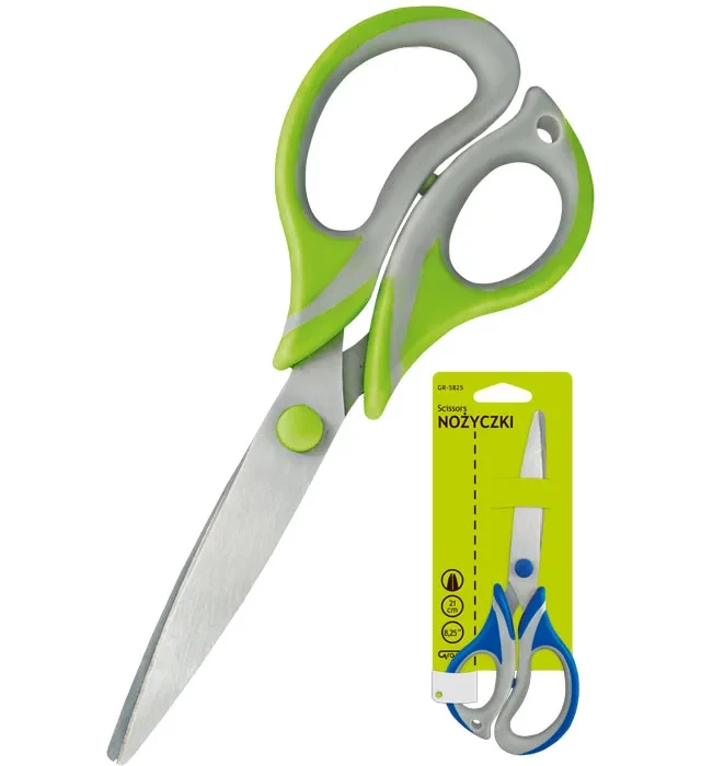 Nożyczki biurowe Grand Soft GR-5825, 21cm, szaro- zielony