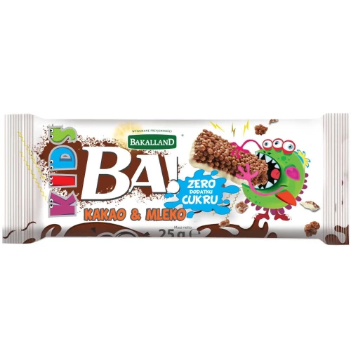 Baton dla dzieci Bakalland BA! Kids, kakao i mleko, 25g