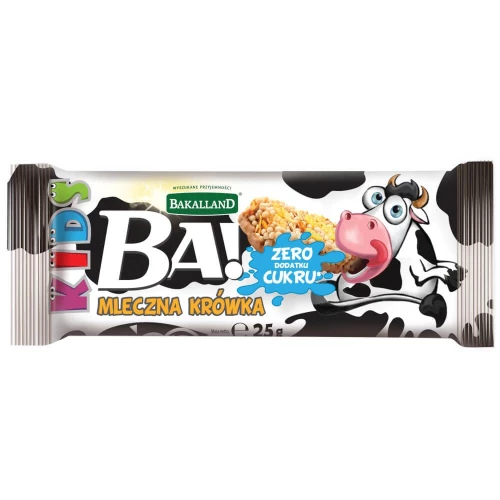 Baton dla dzieci Bakalland BA! Kids, mleczna krówka, 25g