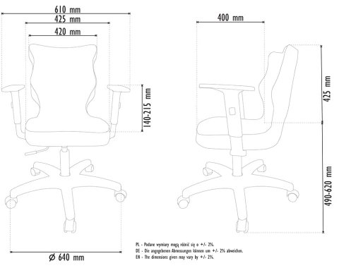 Krzesło obrotowe biurowe Entelo Duo Black, rozmiar 6,  szary melanż