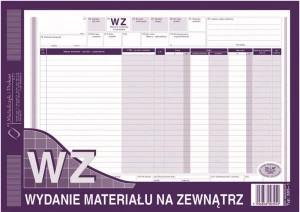 Druk akcydensowy WZ Wydanie materiału na zewnątrz MiP, A4, wielokopia, 80k