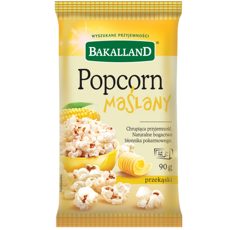 Popcorn Bakalland, maślany, do mikrofalówki, 90g