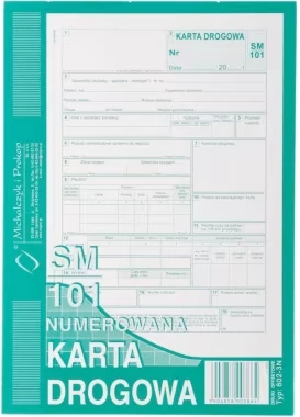 Druk akcydensowy Karta drogowa SM-101 MiP 802-3-N, w formacie A5, offsetowy, numerowana, 80k
