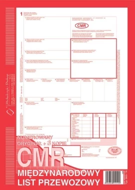 Druk akcydensowy CMR Międzynarodowy list przewozowy MiP 800-1-N, A4, numerowany, 3 kopie, 80k