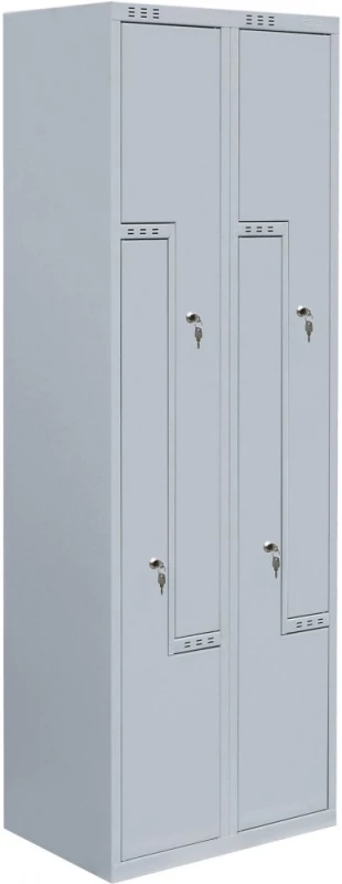Szafa ubraniowa Metalkas, metal, 1800x600x400mm, grubość blachy 0.5mm, z drzwiami w kształcie litery L, szary