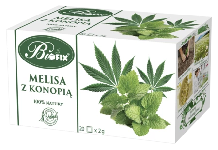 Herbata ziołowa w torebkach Bifix, melisa z konopią, 20sztuk x 2g
