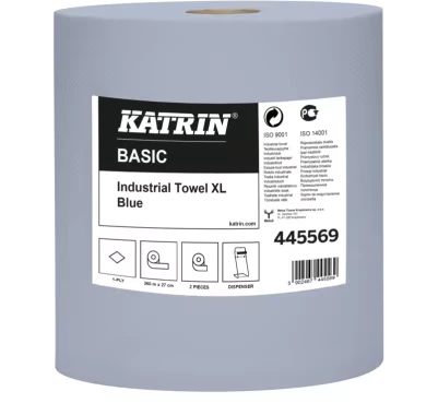 Czyściwo papierowe Katrin Basic XL Blue, 1-warstwowe, 27cm x 360m, 1 rolka, niebieskie