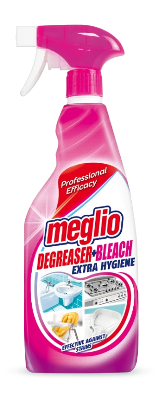 Płyn Meglio Degreaser + Bleach, odtłuszczacz i wybielacz, w piance, z rozpylaczem, 750ml