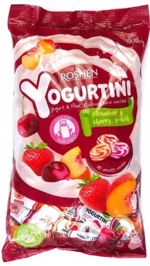 Cukierki karmelki Roshen Yogurtini, owocowo-śmietankowy, 1kg