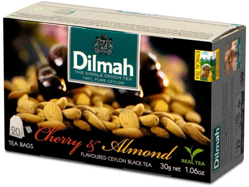 Herbata czarna aromatyzowana w torebkach Dilmah Cherry&amp;Almond, wiśnia i migdał, 20 sztuk x 1.5g