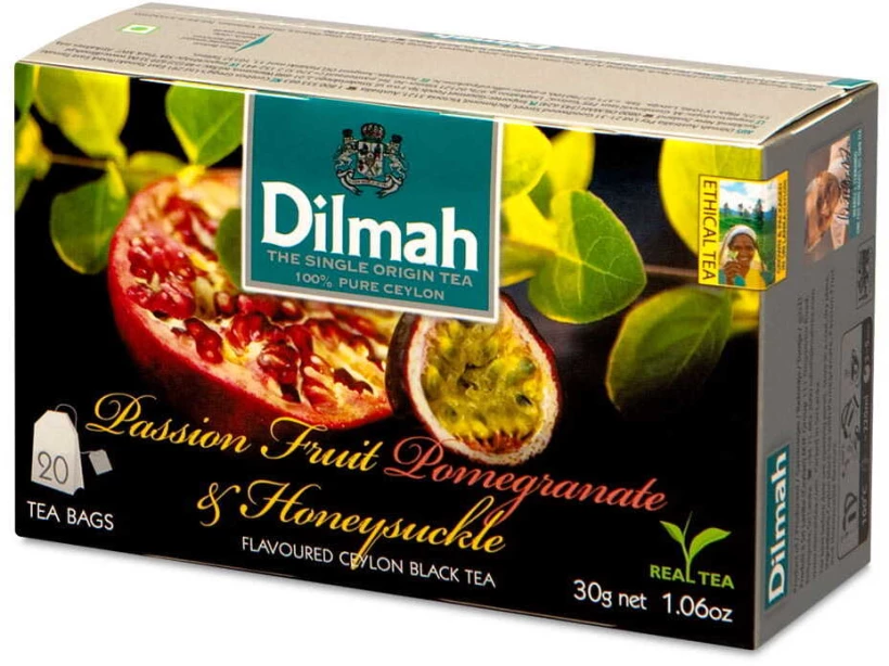 herbata czarna aromatyzowana w torebkach Dilmah Passionfruit Pomegra&amp;Honey, granat/marakuja/wiciokrzew, 20 sztuk x 1.5g