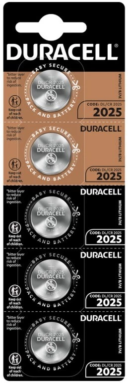 Bateria litowa Duracell, CR2025, 5 sztuk