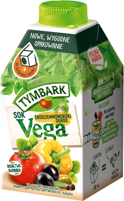 Sok warzywno-owocowy Tymbark Vega, Śródziemnomorski Ogród, karton, 0.5l