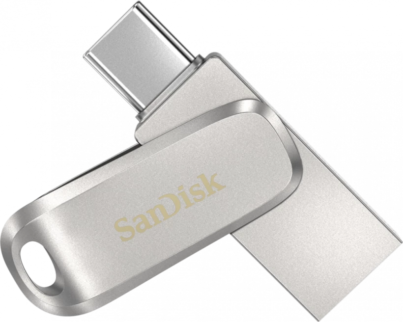 Pendrive SanDisk Ultra Dual Drive Luxe, 64GB, obracany, USB 3.1, srebrny
