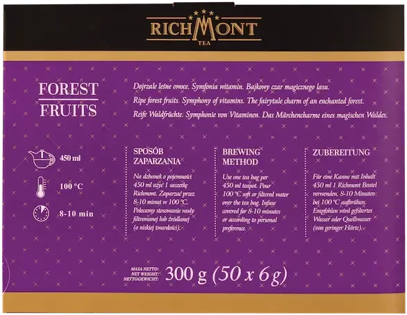 Herbata owocowa w torebkach Richmont Forest Fruits, owoce leśne, 50 sztuk x 6g