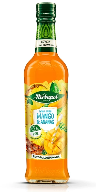 Syrop Herbapol Sezonowe Smaki, mango i ananas, 420ml