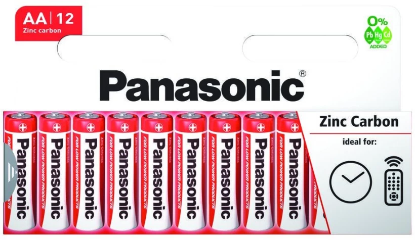 baterie cynkowo-węglowe Panasonic, 1.5V, AA/ R6, 12 sztuk